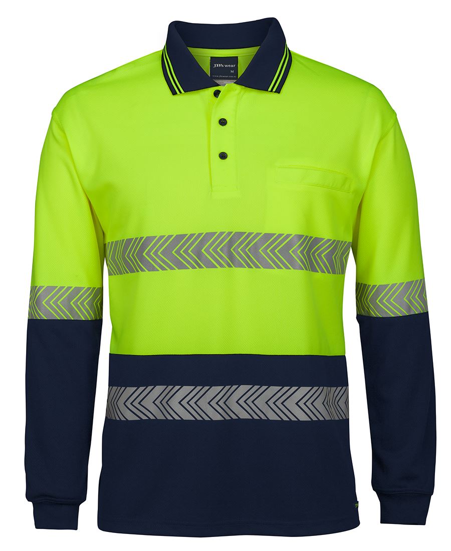 JC6HLST HI VIS L/S SEGMENTED TAPE POLO