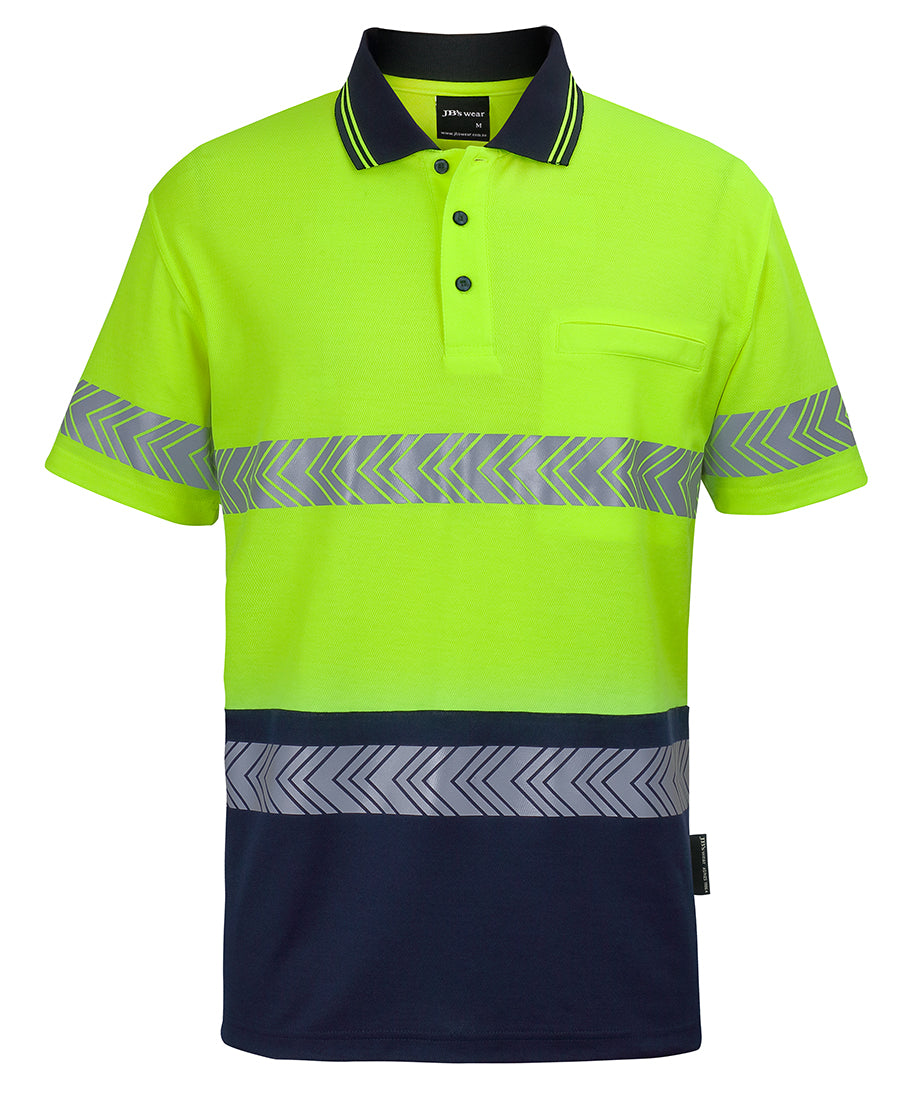 JC6HMSS HI VIS (D+N) COTTON BACK S/S SEGMENTED TAPE POLO