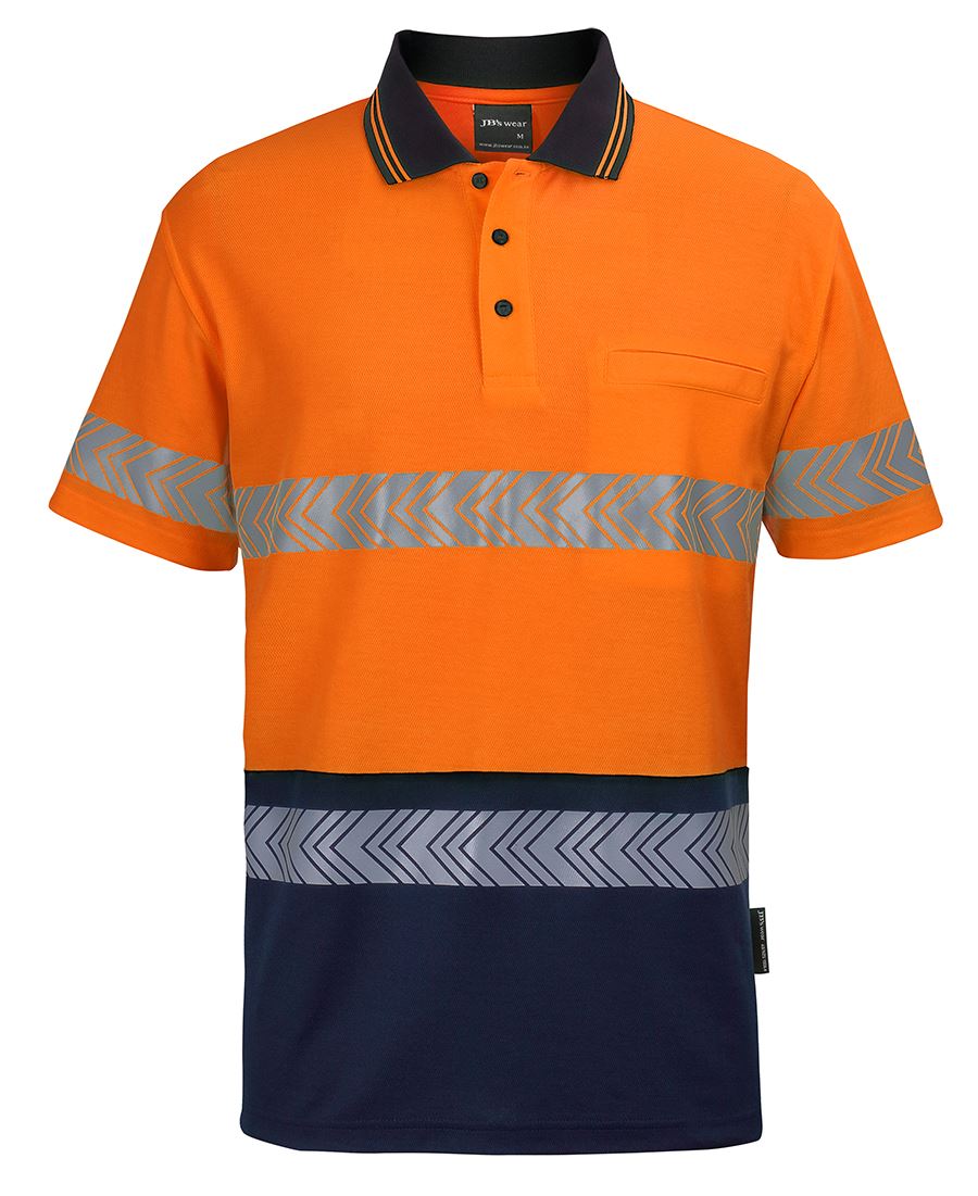 JC6HMSS HI VIS (D+N) COTTON BACK S/S SEGMENTED TAPE POLO