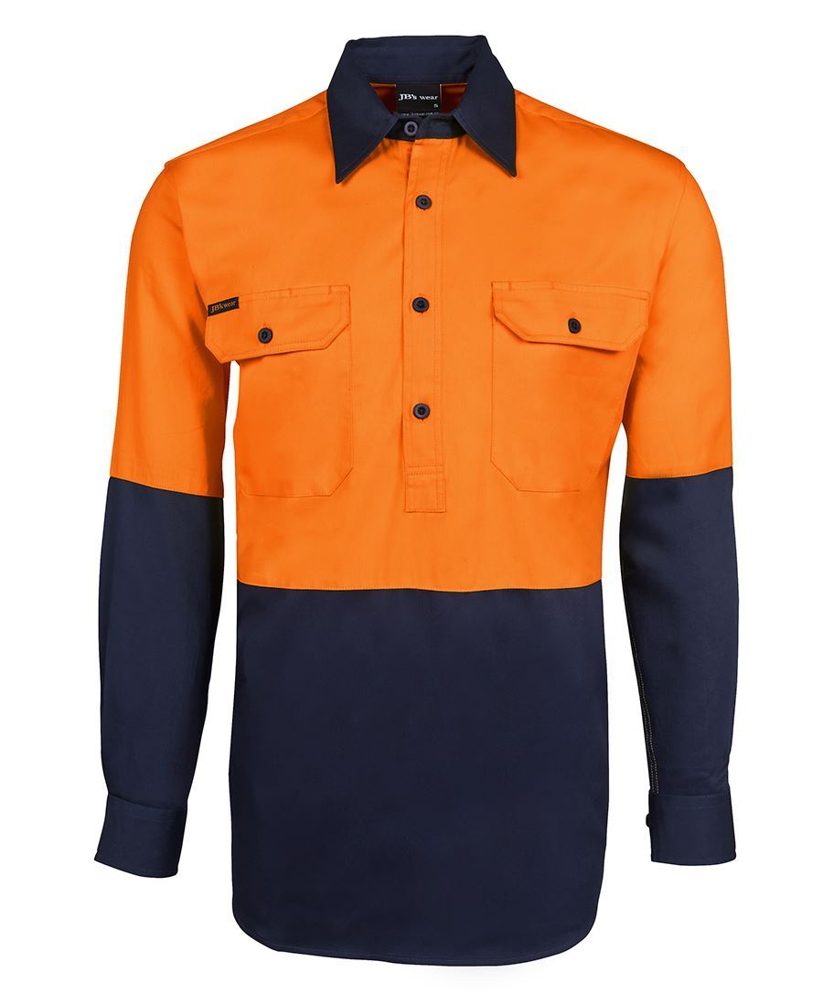 JC6HVCF HI VIS L/S 190G CLOSE FRONT SHIRT