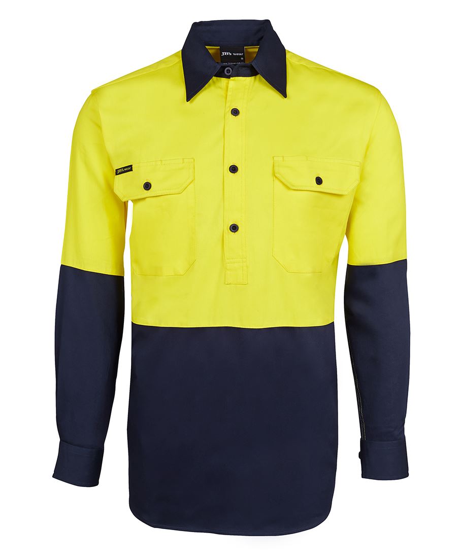 JC6HVCF HI VIS L/S 190G CLOSE FRONT SHIRT