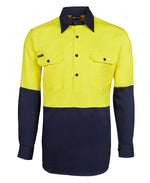 JC6HVCF HI VIS L/S 190G CLOSE FRONT SHIRT