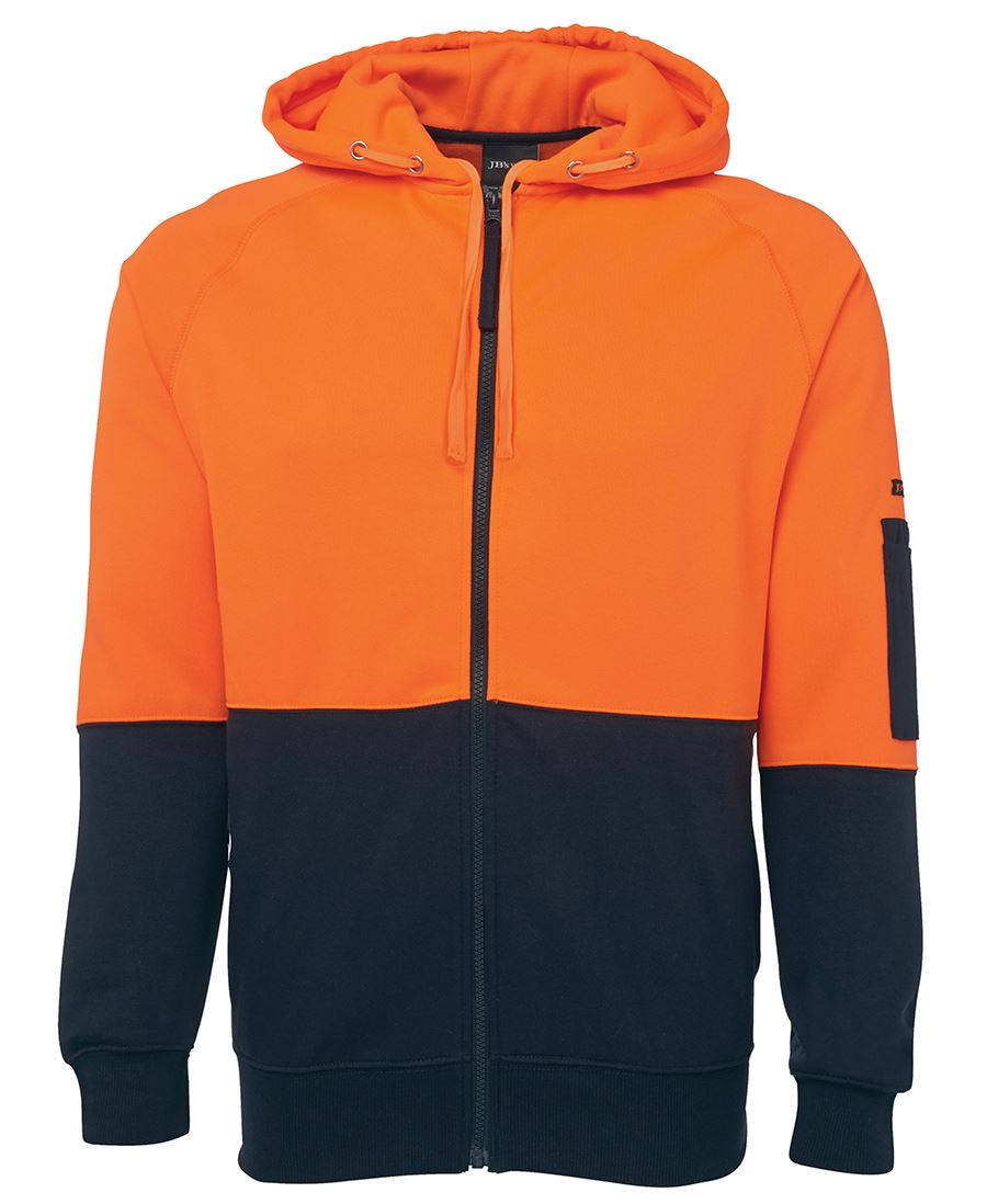 JC6HVH HI VIS FULL ZIP FLEECY HOODIE