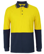 JC6HVQL HI VIS L/S COTTON PIQUE TRAD POLO