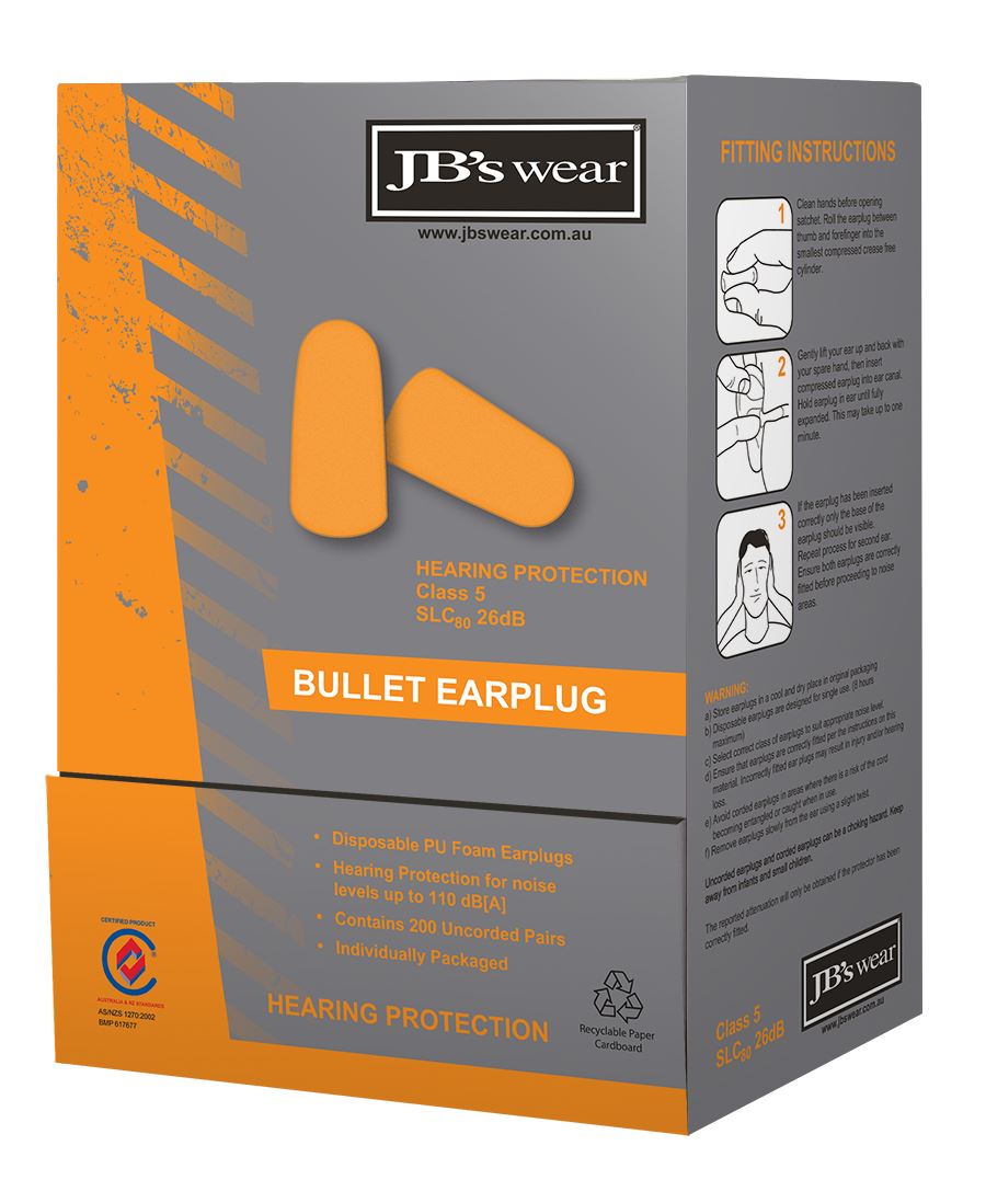 JC8P050 BULLET SHAPED EARPLUG (200 PAIR)