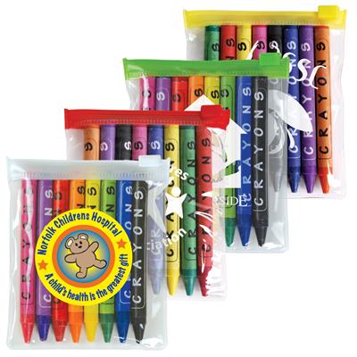 Assorted Colour Crayons in PVC Zipper Pouch  #RP198