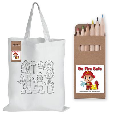 Colouring Short Handle Cotton Bag with Pencils  #RP5523