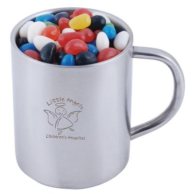 Assorted Colour Mini Jelly Beans in Stainless Steel Java Mug  #RP8623