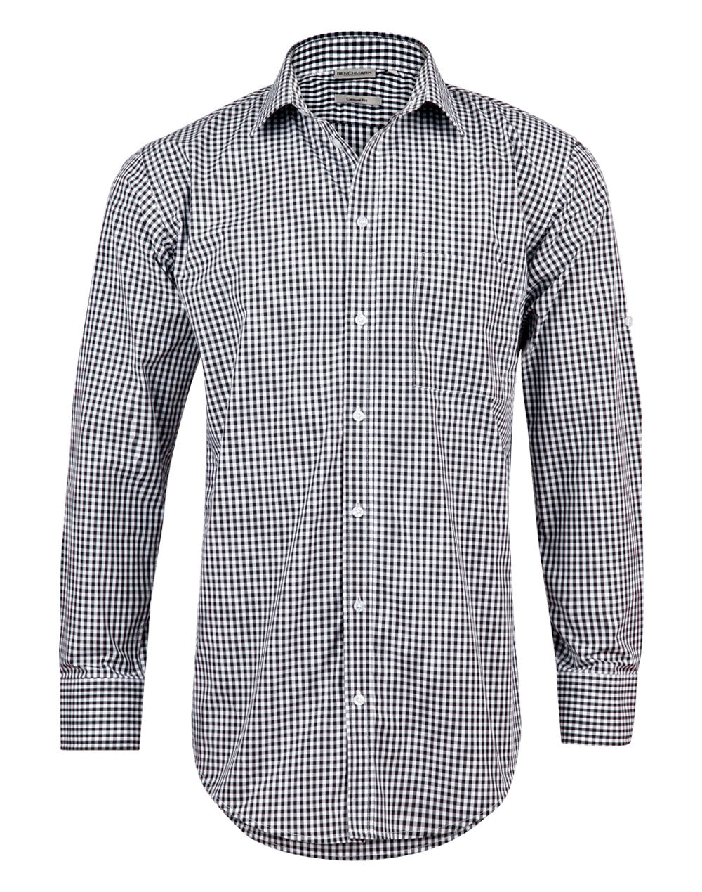 JCM7300L Men’s Gingham Check Long Sleeve Shirt with Roll-up Tab Sleeve