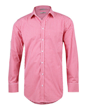 JCM7300L Men’s Gingham Check Long Sleeve Shirt with Roll-up Tab Sleeve