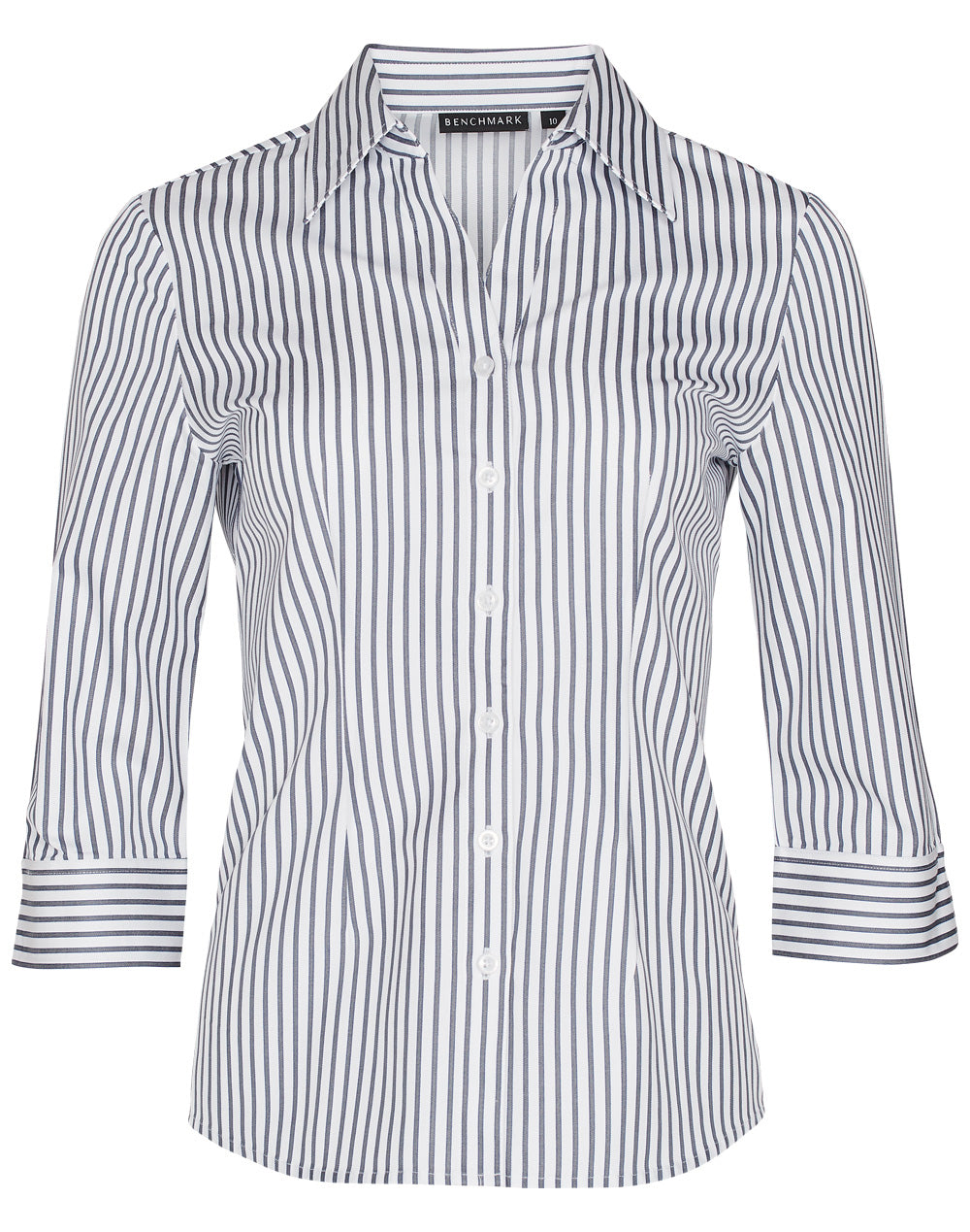 JCM8310Q Women's Executive Sateen Stripe 3/4 Sleeve Shirt