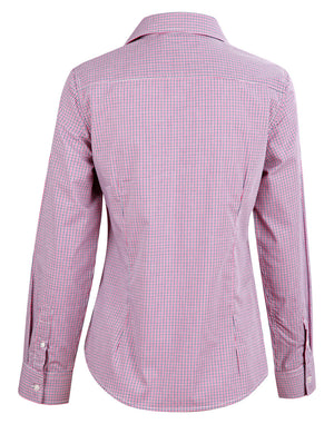 JCM8340L Ladies’ Two Tone Mini Gingham Long Sleeve Shirt