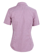 JCM8340S Ladies’ Two Tone Mini Gingham Short Sleeve Shirt