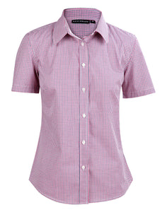 JCM8340S Ladies’ Two Tone Mini Gingham Short Sleeve Shirt