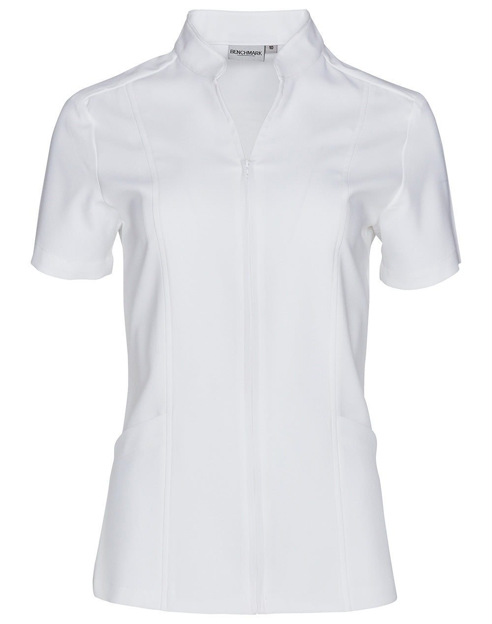 JCM8636S WOMEN"S FULL ZIP FRONT SHORT SLEEVE TUNIC